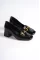 Siyah Rugan Kadın Tokalı Topuklu Klasik Ayakkabı