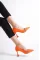 Orange Satin WomenS Stone Thin Heels Evening Shoes
