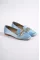 Baby Blue Satin Woman Square Nose Shoes