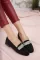 Black Suede Stone Woman Square Nose Shoes