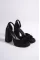 Black Satin Woman Platform Heel Shoes