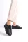 Siyah Cilt Kadın Tokalı Bağcıklı Günlük Ayakkabı