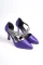 Purple Satin Woman Stone Heel Shoes
