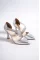 Gümüş Kadın Taşlı Topuklu Ayakkabı