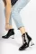 Black Wrinkle Patent Leather Woman Transparent Detailed Boots