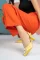 Yellow Satin Woman Stone Heel Shoes