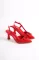 Kırmızı Cilt Kadın Tokalı Topuklu Ayakkabı