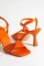 Orange Satin Women Stone Abye Heeled Shoes