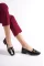 Siyah Kırışık Rugan Kadın Tokalı Günlük Ayakkabı