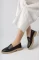 Siyah Cilt Kadın Günlük Klasik Ayakkabı Delikli