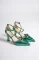 Yeşil Kadın Taşlı Topuklu Ayakkabı