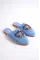 Baby Blue Lace Woman Lace Colored Stone Slippers
