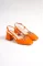 Orange Patent Leather WomenS Buckle Heeled Shoes