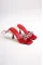 Kırmızı Saten Kadın Taşlı Abiye Topuklu Ayakkabı