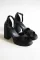 Siyah Cilt Kadın Çapraz Platform Topuklu Ayakkabı