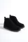 Black Suede Woman Short Boot With Brace