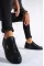 Siyah-Siyah Erkek Yanı Yazılı Sneakers