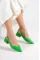 Yeşil Rugan Kadın Taşlı Tokalı Kısa Topuklu Ayakkabı