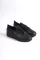 Siyah Cilt Kadın Streç Bağcıklı Günlük Ayakkabı