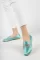 Turquoise Satin Women Square Nose Shoes