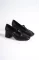 Siyah Cilt Kadın Klasik Topuklu Ayakkabı