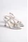 Gümüş Kadın Taşlı Fiyonklu Topuklu Ayakkabı