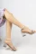 Bej Şeffaf Kadın Taşlı Topuklu Ayakkabı