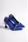 Blue Satin WomenS Stone Thin Heels Evening Shoes