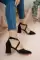 Black Suede Woman Cross Classic Heels Shoes