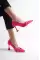 Fuchsia Satin WomenS Stone Thin Heels Evening Shoes