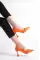 Orange Satin WomenS Stone Thin Heels Evening Shoes