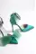 Green Satin Woman Tulle Bow Stiletto