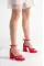 Red Satin Woman Cross Platform Heel Shoes