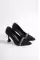 Black Satin Woman Fine Heels With Stony