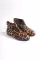 Leopard Womens Zippered Short Flat Boots