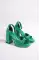 Green Satin Woman Platform Heel Shoes