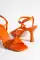 Orange Satin Women Stone Abye Heeled Shoes