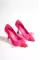 Fuchsia Satin Woman Tulle Bowl Heel Shoes