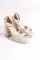 Skin color Faux leather Womens Platform Heeled Shoes