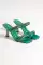 Green Satin Woman Heels Shoes