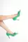 Green Satin Female Tulle Bowl Heels