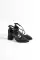 Black Skin Woman Crazy Stone Heel Shoes