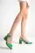 Green Satin WomenS Stone Classic Heels Shoes