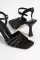 Black Satin Woman Stone Abye Heel Shoes