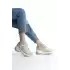 Altın Simli Kadın Simli Bağcıklı Sneaker