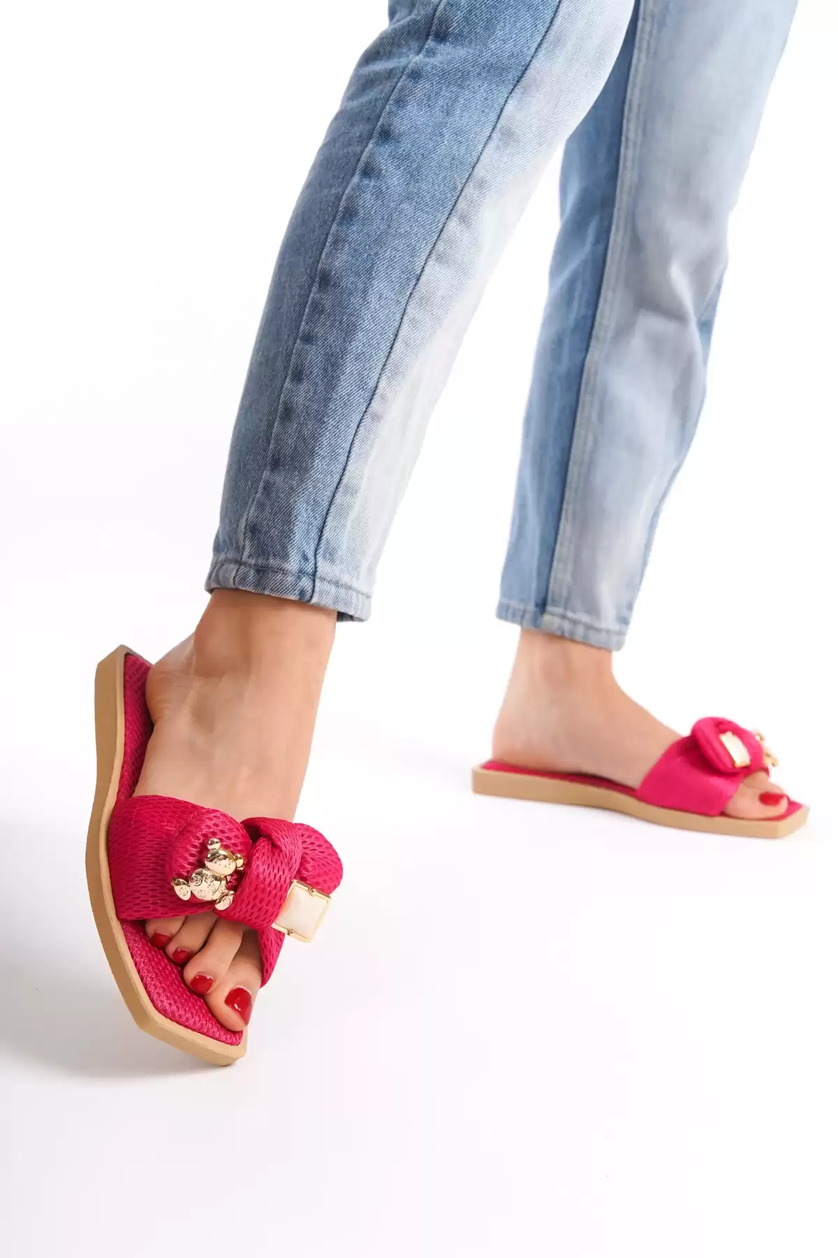 Fuchsia WomenS Ribbon Slippers