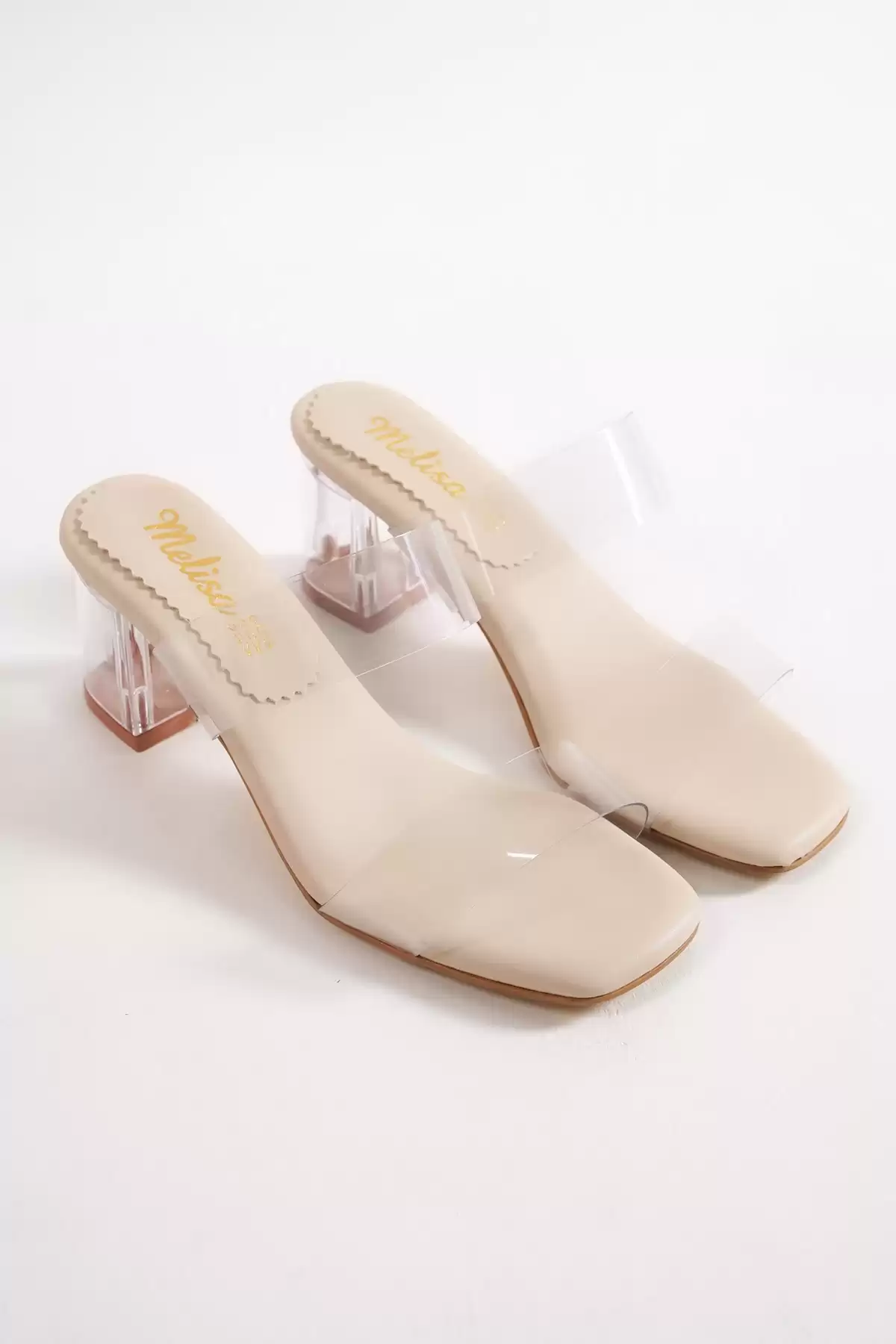 Beige Transparent Woman Transparent Heeled Shoes