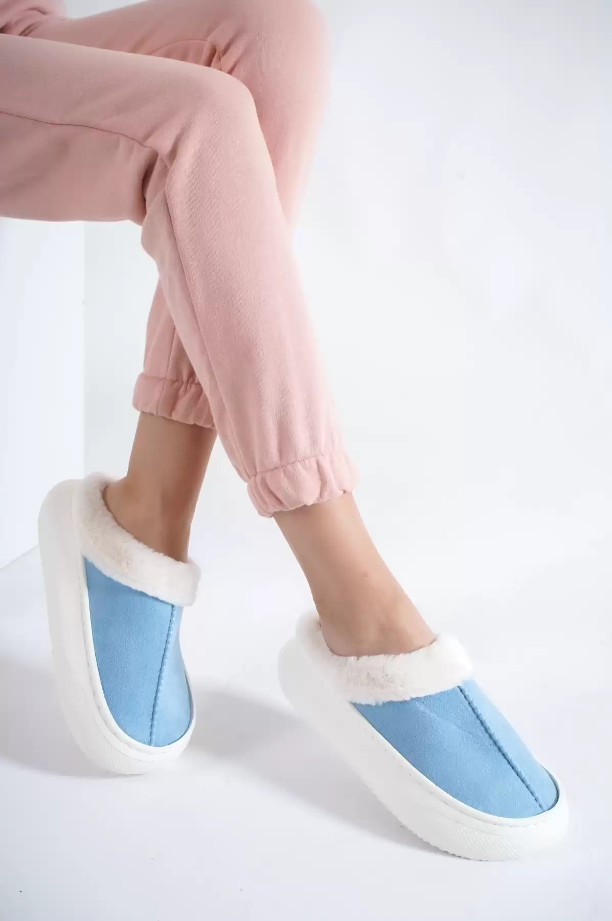 Baby Blue Woman Inside Wool House Slipper