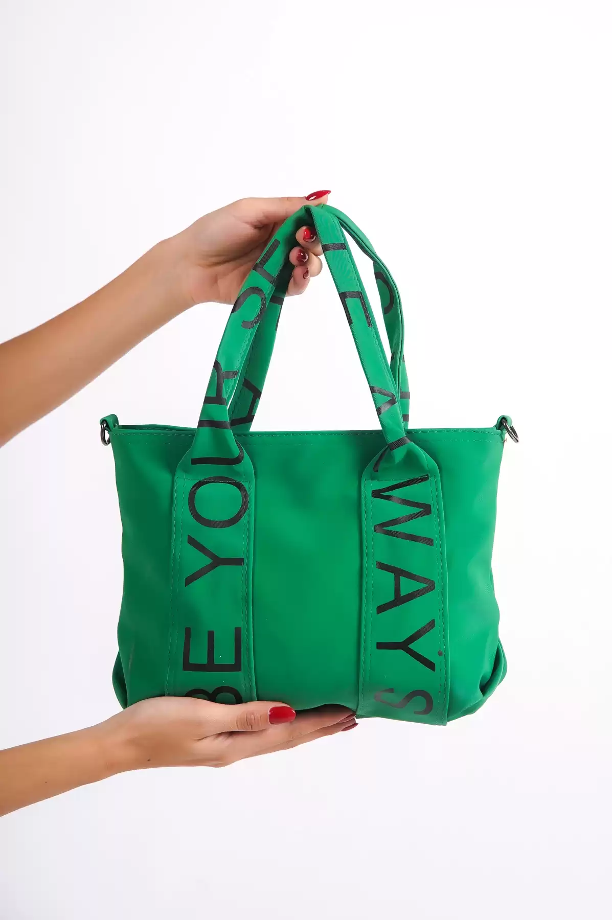 Green Woman Written Hand And Shoulder Bag