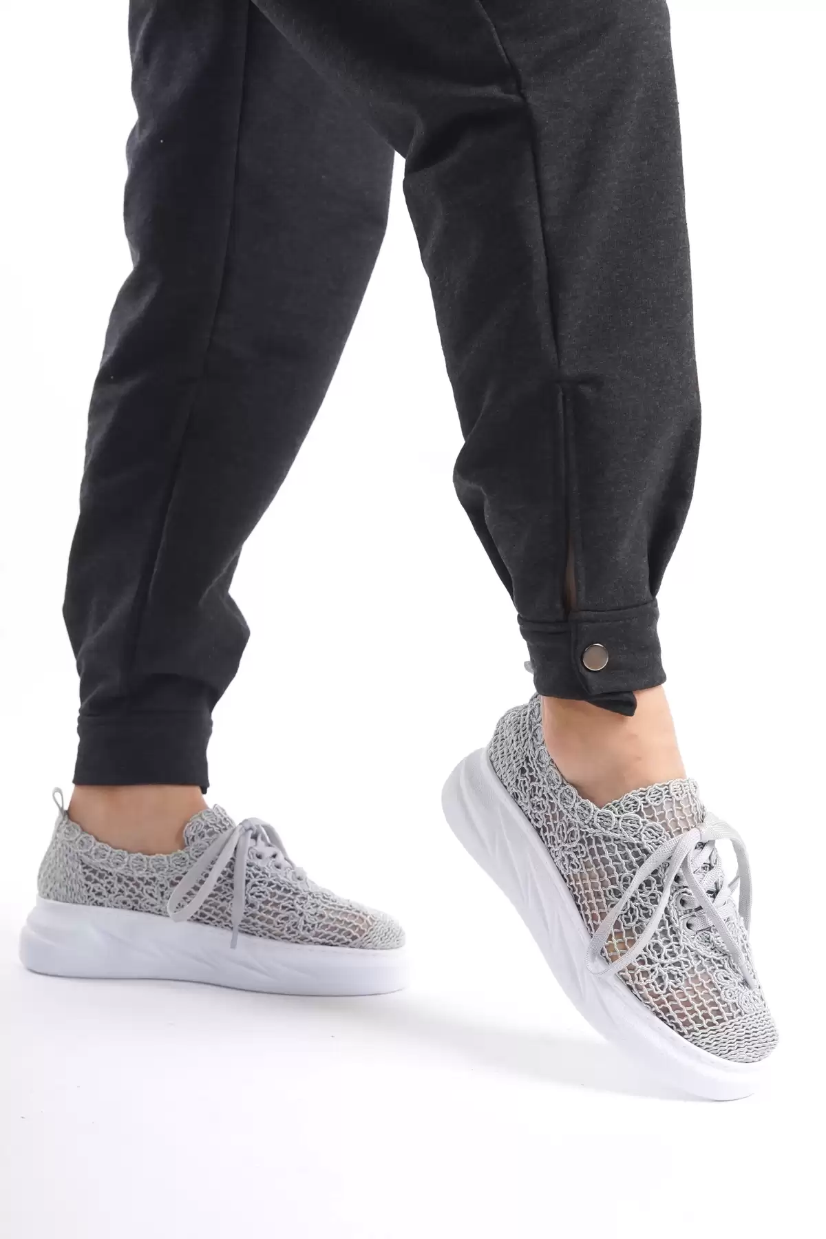 Gray Lace Female Lace Sneaker